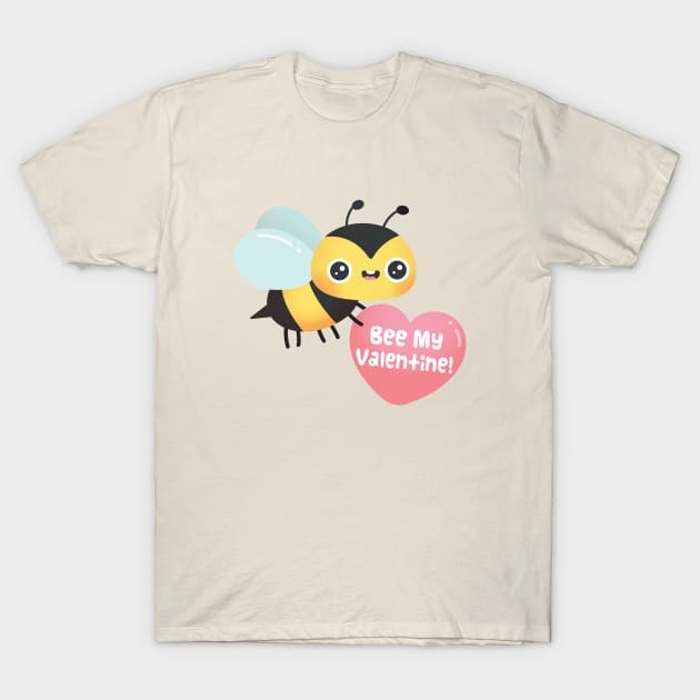 Cute Bee My Valentine, Valentines Day Pun Cartoon T-Shirt by rustydoodle